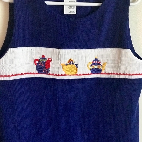 Vintage VIVE LA FETE Hand Smocked Cotton Dress 6X - Picture 5 of 8